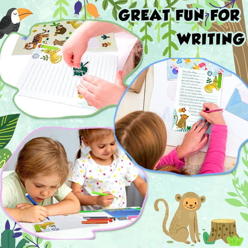 Kidepoch Master Lined Paper Set for Kids - Safari Animal Stationary with Lined Paper 30 Sheets + 20 Envelopes, 8.3 x 5.9 Inch Each - Image 4
